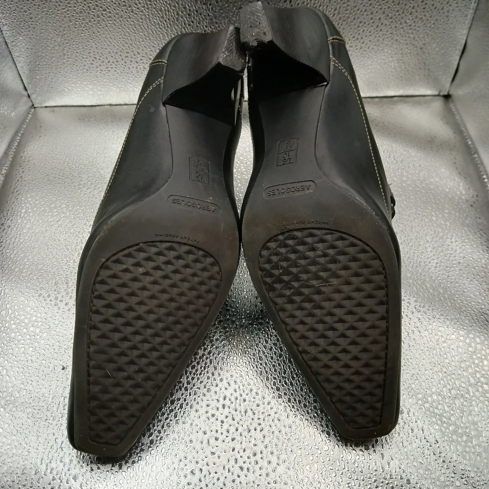 Aeropostale Black Leather Heels Women's Size 10
